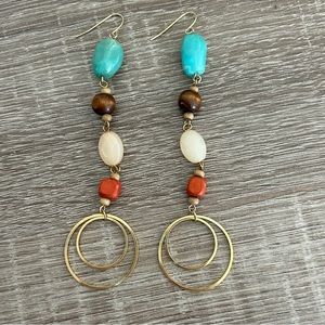 Multi Stone Drop Statement Earrings